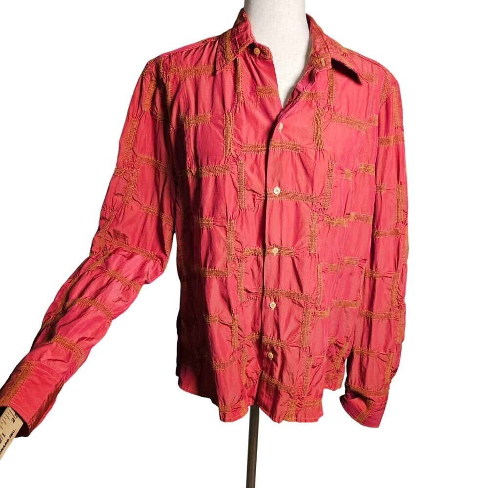 Craig Taylor Textured Embroidered Stretchy Blazer Jacket Raspberry Orange XL